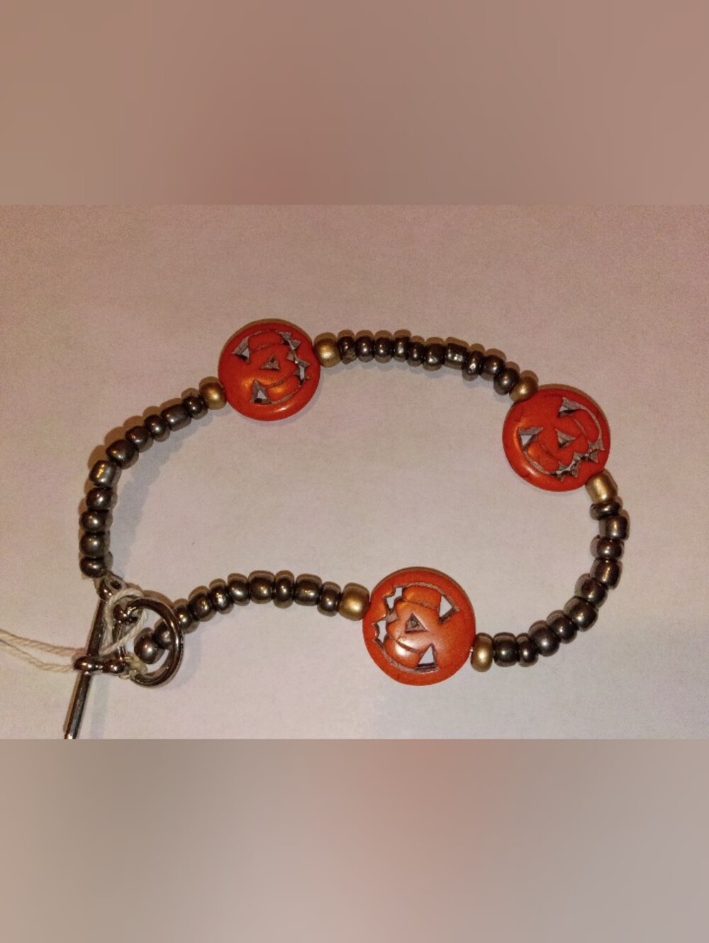Handcrafted Orange Pumpkin Bead Bracelet - Women Jewelry